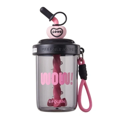 Bình Nước HOBBYIN 580ml Chống Rò Rỉ – Cốc Uống Nắp Bụi, Ống Hút Tay, Shaker – 185.350₫