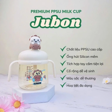 Bình nước Jubon cho bé gái và bé trai - PPSU, ống hút silicon mềm, tay cầm, chỉ 150.000₫ 2