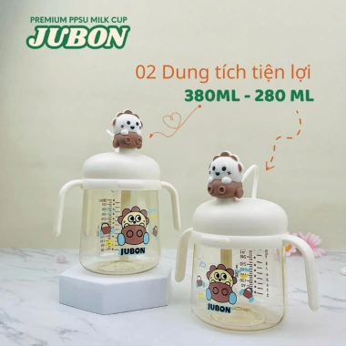 Bình nước Jubon cho bé gái và bé trai - PPSU, ống hút silicon mềm, tay cầm, chỉ 150.000₫ 5