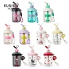 Bình Nước KUNHEV 580ml - Ống Hút Kawaii, Tay Cầm Di Động, Shaker Whey Protein, 184,580₫