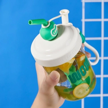 Bình Nước KUNHEV 580ml - Ống Hút Kawaii, Tay Cầm Di Động, Shaker Whey Protein, 184,580₫