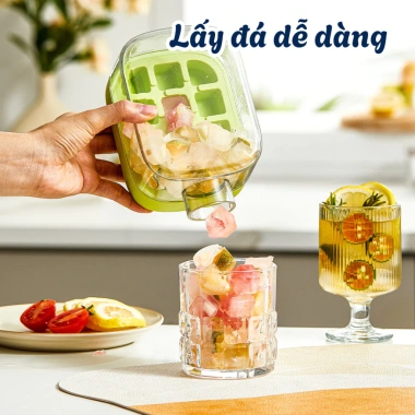 Bình Nước Làm Đá Viên Tổ Ấm Nắp Nhấn Lấy Đá + Ống Hút, Khay 2in1 Du Lịch Mùa Hè Tiện Lợi - Chỉ 86.000₫ 4