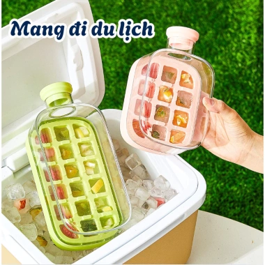 Bình Nước Làm Đá Viên Tổ Ấm Nắp Nhấn Lấy Đá + Ống Hút, Khay 2in1 Du Lịch Mùa Hè Tiện Lợi - Chỉ 86.000₫ 6