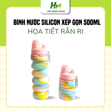 Bình Nước Silicon Xếp Gọn Đa sắc 500ml Thể Thao Có Móc Treo 70.516 VND