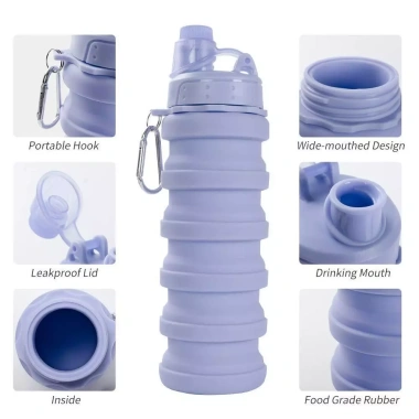 Bình Nước Silicon Xếp Gọn Đa sắc 500ml Thể Thao Có Móc Treo 70.516 VND