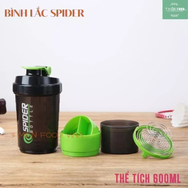 Bình Nước Thể Thao Gym 600ml 3 Ngăn Spider Đựng Protein - Giá chỉ 55.000đ