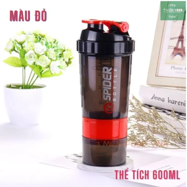 Bình Nước Thể Thao Gym 600ml 3 Ngăn Spider Đựng Protein - Giá chỉ 55.000đ