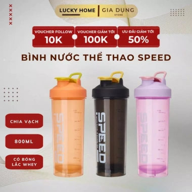 Bình Nước Thể Thao Nhựa Cao Cấp 800ml Chia Vạch Lắc Whey SPEED BN015 Giá 39.900₫