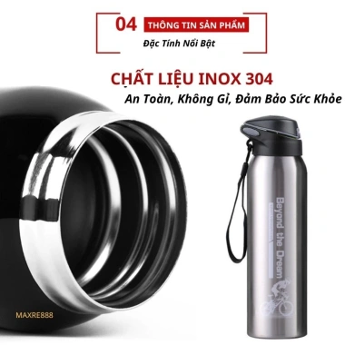 Bình Nước Xe Đạp Thể Thao 500ml Inox304 Giữ Nhiệt An Toàn, Hợp Tập Gym và Chạy Bộ