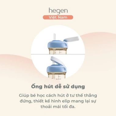 Bình ống hút Hegen Straw Cup PPSU 240ml nắp to, ống hút chậm, dễ cầm cho bé 3