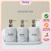 Bình sứ 450ml cho khách sạn - lọ chiết dầu gội, nước rửa tay, sữa tắm, vòi bạc béo, giá 95.000đ