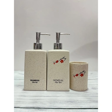 Bình sứ 500ml dầu gội – Lọ cao cấp Bát Tràng trắng, vuông, cho nước rửa tay, sữa tắm – 45.000đ 7