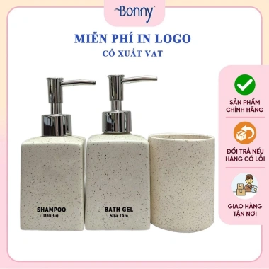 Bình sứ Bát Tràng cao cấp 300ml cát trắng - Đựng nước rửa tay, dầu gội, sữa tắm - Giá chỉ 45.000đ