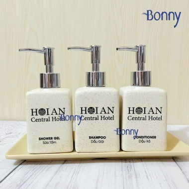 Bình sứ Bát Tràng cao cấp 300ml cát trắng - Đựng nước rửa tay, dầu gội, sữa tắm - Giá chỉ 45.000đ