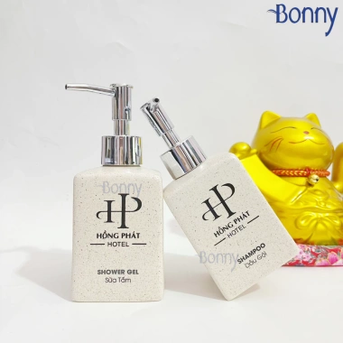 Bình sứ Bát Tràng cao cấp 300ml cát trắng - Đựng nước rửa tay, dầu gội, sữa tắm - Giá chỉ 45.000đ