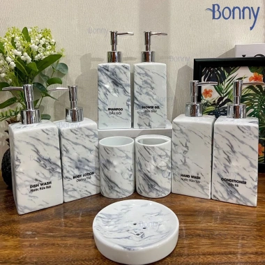 Bình sứ Bát Tràng cao cấp 500ml - Đựng nước rửa tay, dầu gội, sữa tắm, vân đá, giá 55k
