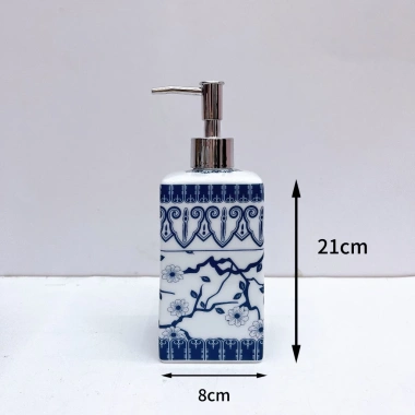 Bình sứ cao cấp 500ml đựng nước rửa tay, dầu gội, sữa tắm - Lọ vuông họa tiết sang trọng, giảm còn 179.000đ 2