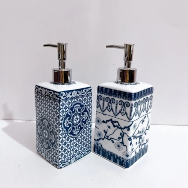 Bình sứ cao cấp 500ml đựng nước rửa tay, dầu gội, sữa tắm - Lọ vuông họa tiết sang trọng, giảm còn 179.000đ 7