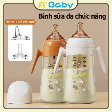 Bình Sữa 3 Trong 1 Cổ Rộng 300ml Nhựa PP Tay Cầm Chống Trượt Giá 24.000₫