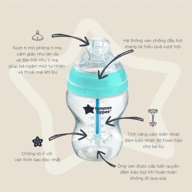Bình sữa Anticolic Tommee Tippee 150ml-260ml chống đầy hơi - Giá chỉ 195.000₫