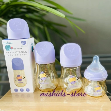 Bình sữa Babuu PPSU cổ rộng 90ml-240ml, tặng núm siêu mềm - Giá ưu đãi 99.000đ
