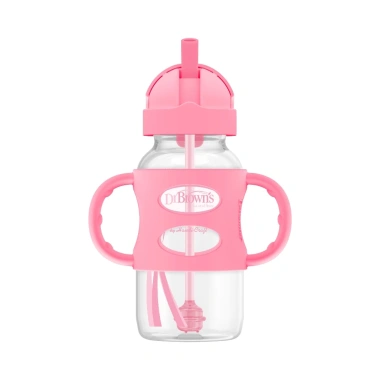 Bình sữa chuyển tiếp 270ml PP, cổ rộng, ống hút silicone, hai tay cầm - 399k