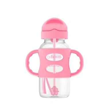 Bình sữa chuyển tiếp 270ml PP, cổ rộng, ống hút silicone, hai tay cầm - 399k
