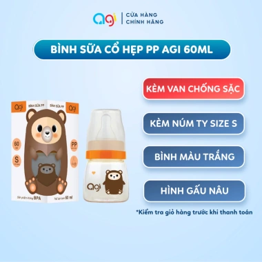 Bình sữa cổ hẹp PP Agi 60ml - Bao bì mới, giảm giá, chỉ 55.680 VNĐ