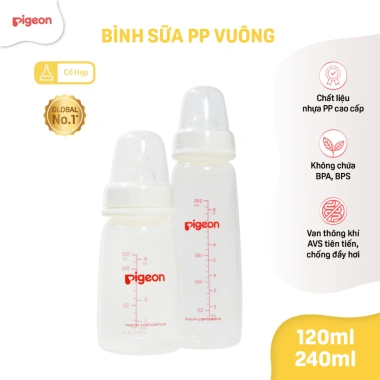 Bình sữa cổ hẹp PP vuông Pigeon Flexible 120ml-240ml - Giá siêu rẻ 110k