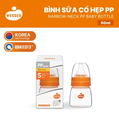 Bình sữa cổ HẸP PP Wesser 60ml 140ml 250ml màu trắng, siêu bền, giá ưu đãi 129.980₫
