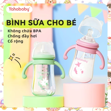 Bình sữa cổ rộng 300ml không BPA, tay cầm chống trượt, an toàn cho bé sơ sinh, giá 24.000 VND
