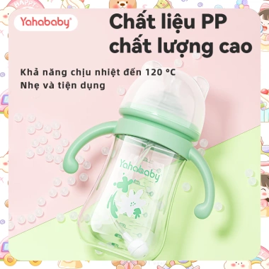 Bình sữa cổ rộng 300ml không BPA, tay cầm chống trượt, an toàn cho bé sơ sinh, giá 24.000 VND 3