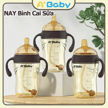 Bình sữa cổ rộng 72mm 300ml BPA-Free chống rơi, dễ rửa cho bé sơ sinh 36.000₫