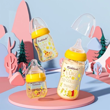 Bình Sữa Cổ Rộng Bé Kichilachi PPSU Hình Gấu 90‑160‑260ml Không BPA Giá Đãi 122k