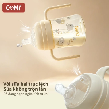 Bình sữa Cổ Rộng PPSU Hoạ Tiết Gấu - Tay cầm chống sặc, an toàn cho bé