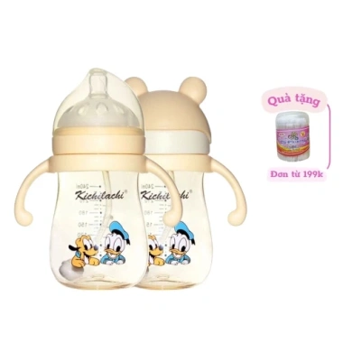 Bình sữa đa năng Kichilachi Tritan 240ml cổ rộng, tay cầm chống sặc, đầy hơi cho bé
