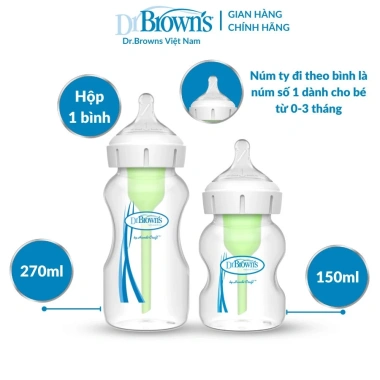 Bình sữa Dr Brown cổ rộng 150ml và 270ml nhựa PP, giá ưu đãi 347.000 VND 2 Bình sữa Dr Brown cổ rộng 150ml và 270ml nhựa PP, giá ưu đãi 347.000 VND 2