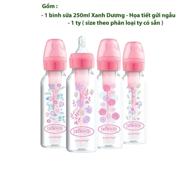 Bình sữa Dr Brown Option 120/250ml và Cổ nhựa hẹp đa màu giảm giá 249.900đ - An toàn, tiện lợi cho bé