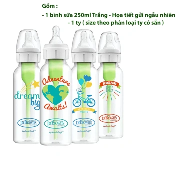 Bình sữa Dr Brown Option 120/250ml và Cổ nhựa hẹp đa màu giảm giá 249.900đ - An toàn, tiện lợi cho bé