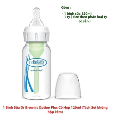 Bình sữa Dr Brown Option 120/250ml và Cổ nhựa hẹp đa màu giảm giá 249.900đ - An toàn, tiện lợi cho bé