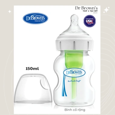 Bình sữa Dr Browns cổ rộng chống sặc thế hệ mới 150ml 270ml nhựa PP Made in USA giá 239.000₫ 2