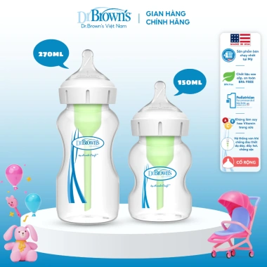 Bình sữa Dr.Brown's cổ rộng thủy tinh 150ml & 270ml Option Plus - Giá ưu đãi 541.000₫