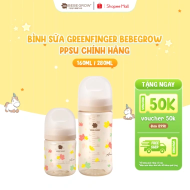 Bình sữa Greenfinger Bebegrow PPSU an toàn 160ml/280ml chịu nhiệt tốt - 490k