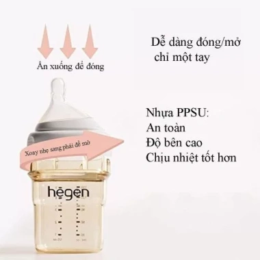 Bình Sữa Hegen 150ml PPSU Chính Hãng - Núm Ti Cao Cấp Siêu Mềm, Phù Hợp Bé 1‑3 Tháng - Giá Ưu Đãi 530k 2
