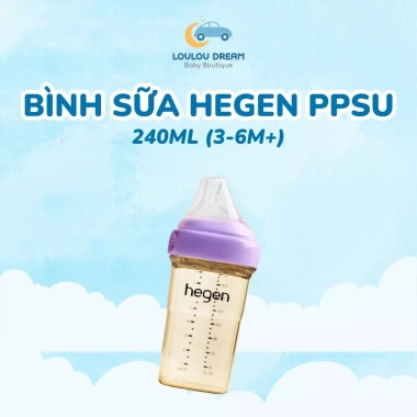 Bình sữa Hegen 240ml PPSU núm silicone cho bé 3‑6 tháng, giá ưu đãi 550k