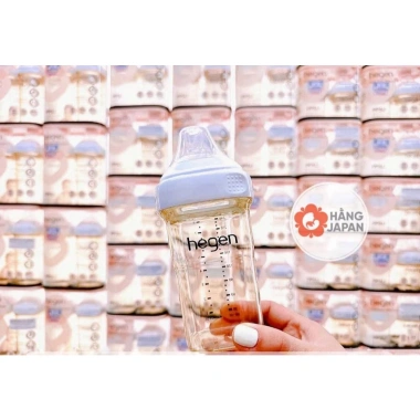 Bình sữa Hegen 60‑330ml cao cấp, có phụ kiện nút, cổ nối, nắp đậy - Hàng chính hãng