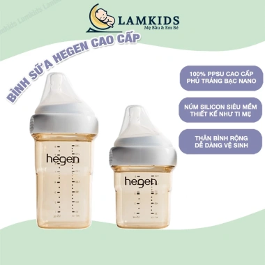 Bình sữa Hegen cao cấp 60-330ml, chọn núm, chính hãng Lamkids - Giá chỉ 369.000đ