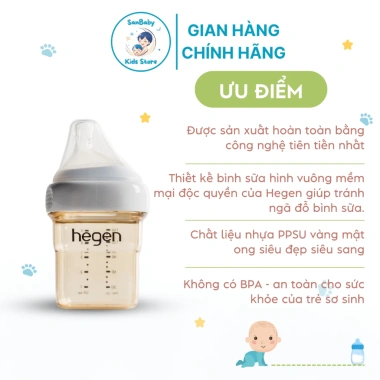 Bình Sữa Hegen Đủ Kích Cỡ Núm 150-240-330ml An Toàn cho Bé 0‑9 Tháng, Giá ưu đãi 339k