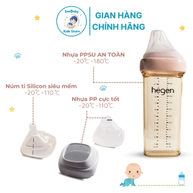Bình Sữa Hegen Đủ Kích Cỡ Núm 150-240-330ml An Toàn cho Bé 0‑9 Tháng, Giá ưu đãi 339k
