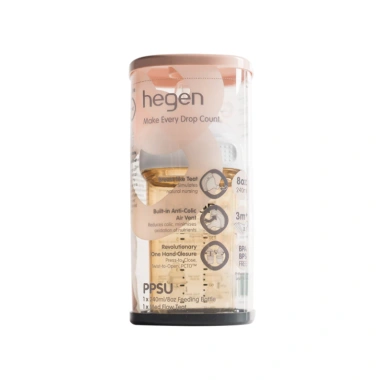 Bình sữa Hegen PPSU 240ml size M (3‑6 tháng) núm ti, van chống sặc, dễ vệ sinh 649k